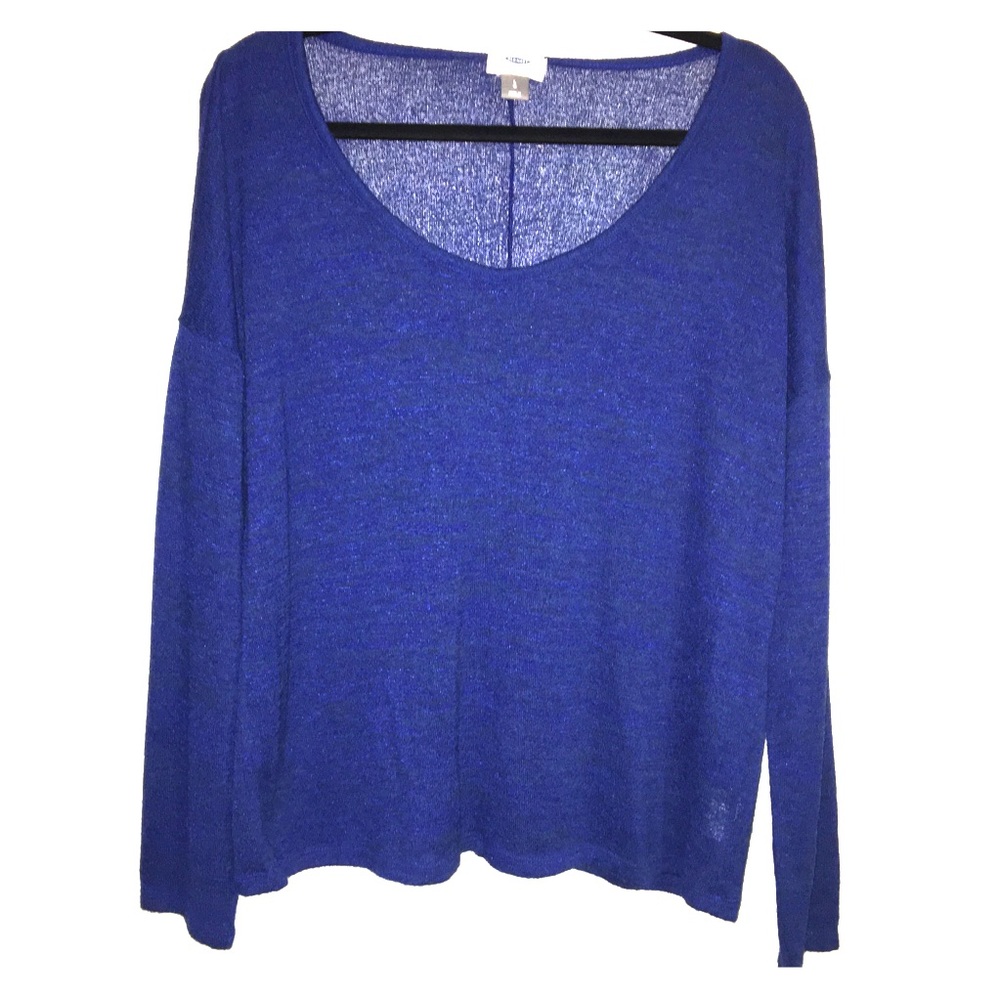 Blue V-neck long sleeve sweater